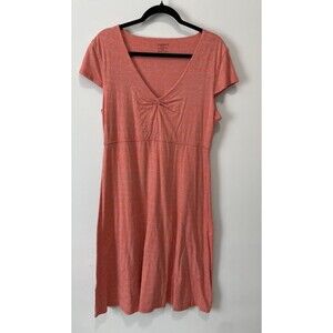 TOAD & CO. Women's Rosemarie Coral Orange Dress Midi V-neck travel Size Large
